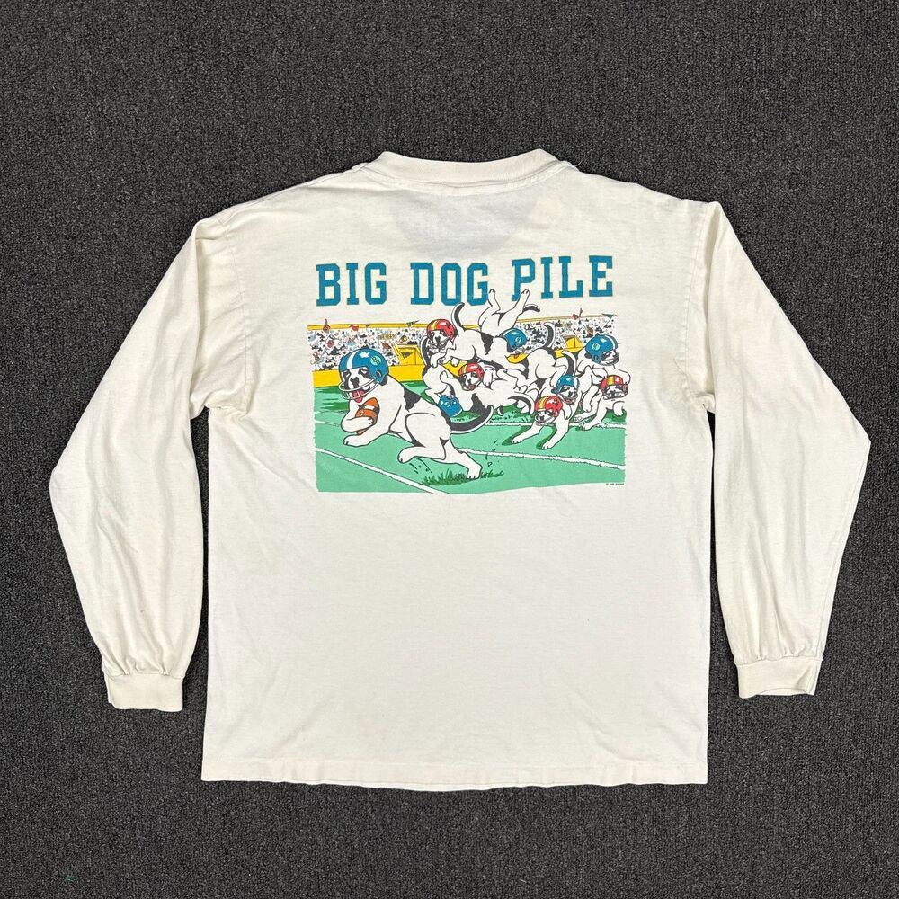 Vintage Y2K Big Dogs T Shirt Long Sleeve Football Doggies Mens Size Large